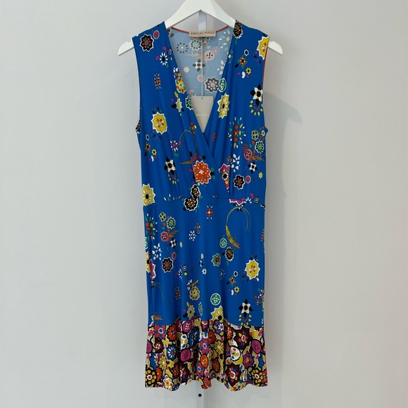 EMILIO PUCCI BLUE GRASSHOPPER DRESS MODEL 61RG53 SIZE IT 44 / US 10 NWTS! - Picture 3 of 15